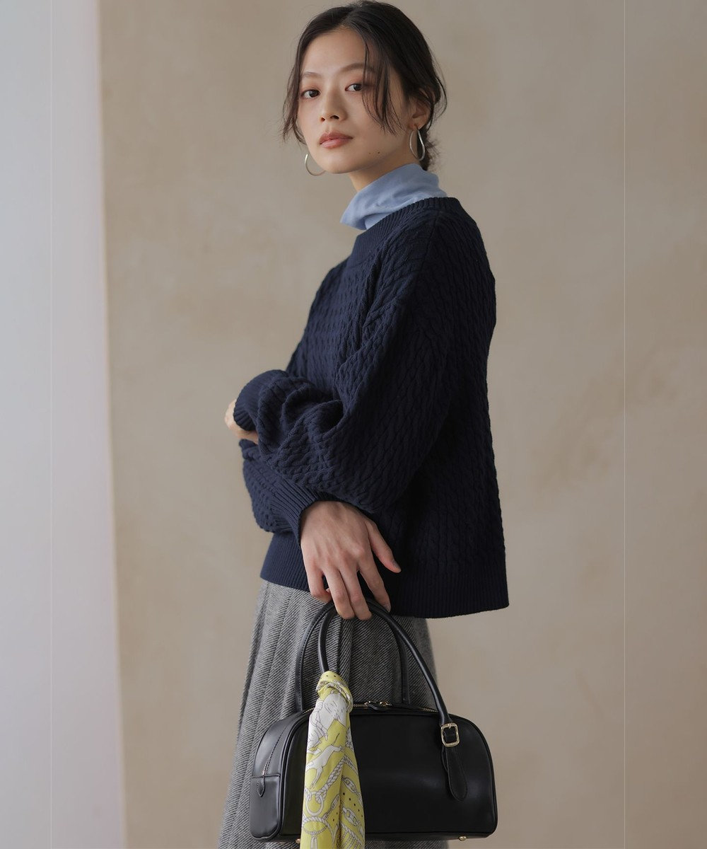 組曲 S 【加藤ローサさん着用】コットンカシミヤMIX ケーブル ニット 