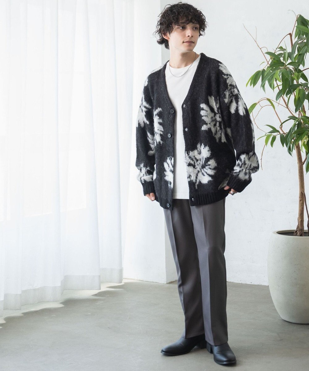 WEGO モヘアライク総柄BIGカーディガン 