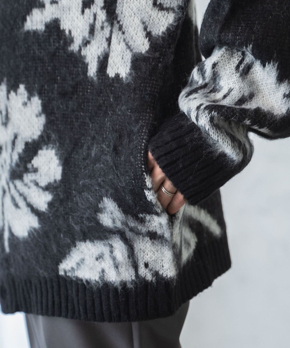 WEGO モヘアライク総柄BIGカーディガン 