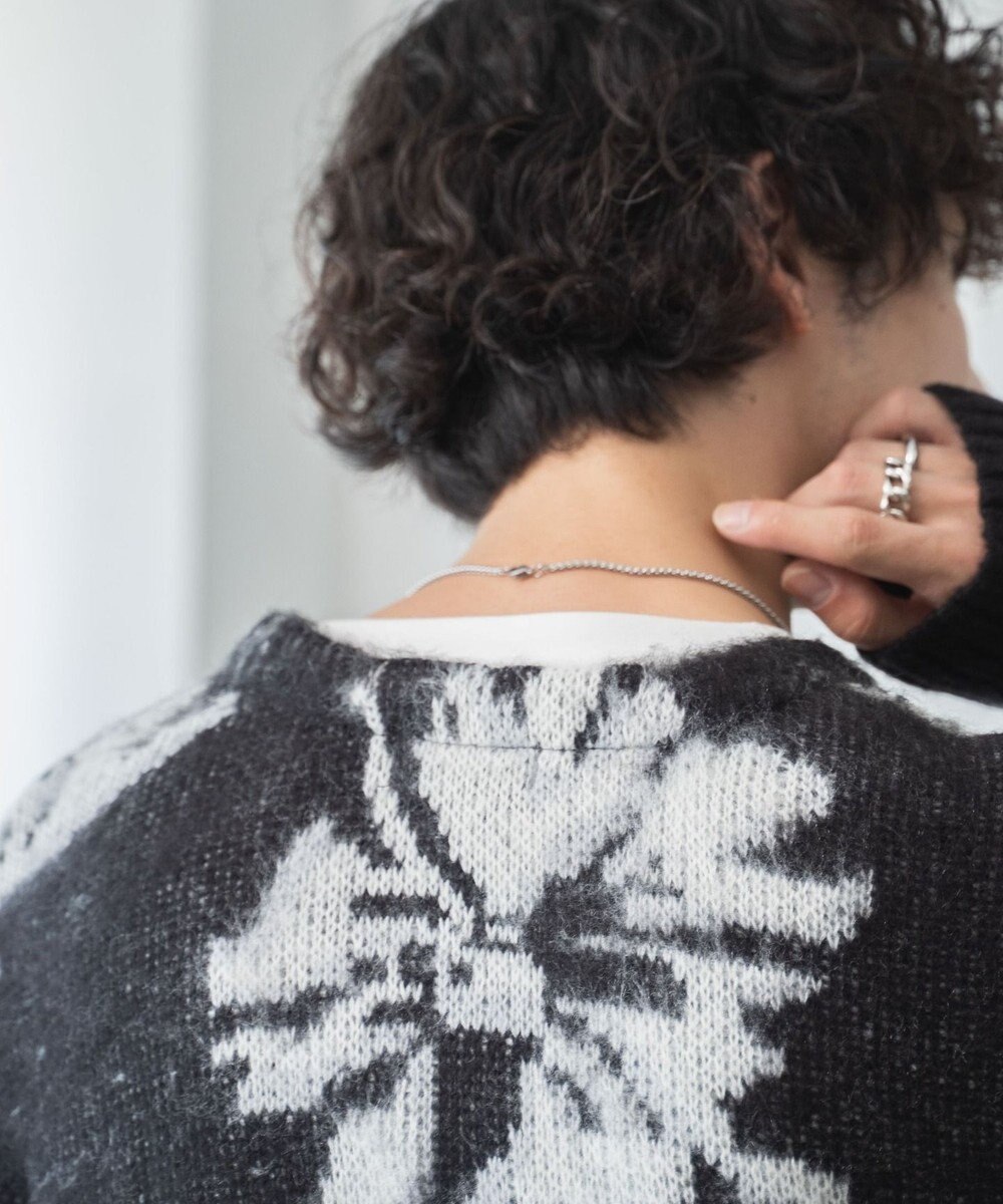 WEGO モヘアライク総柄BIGカーディガン 