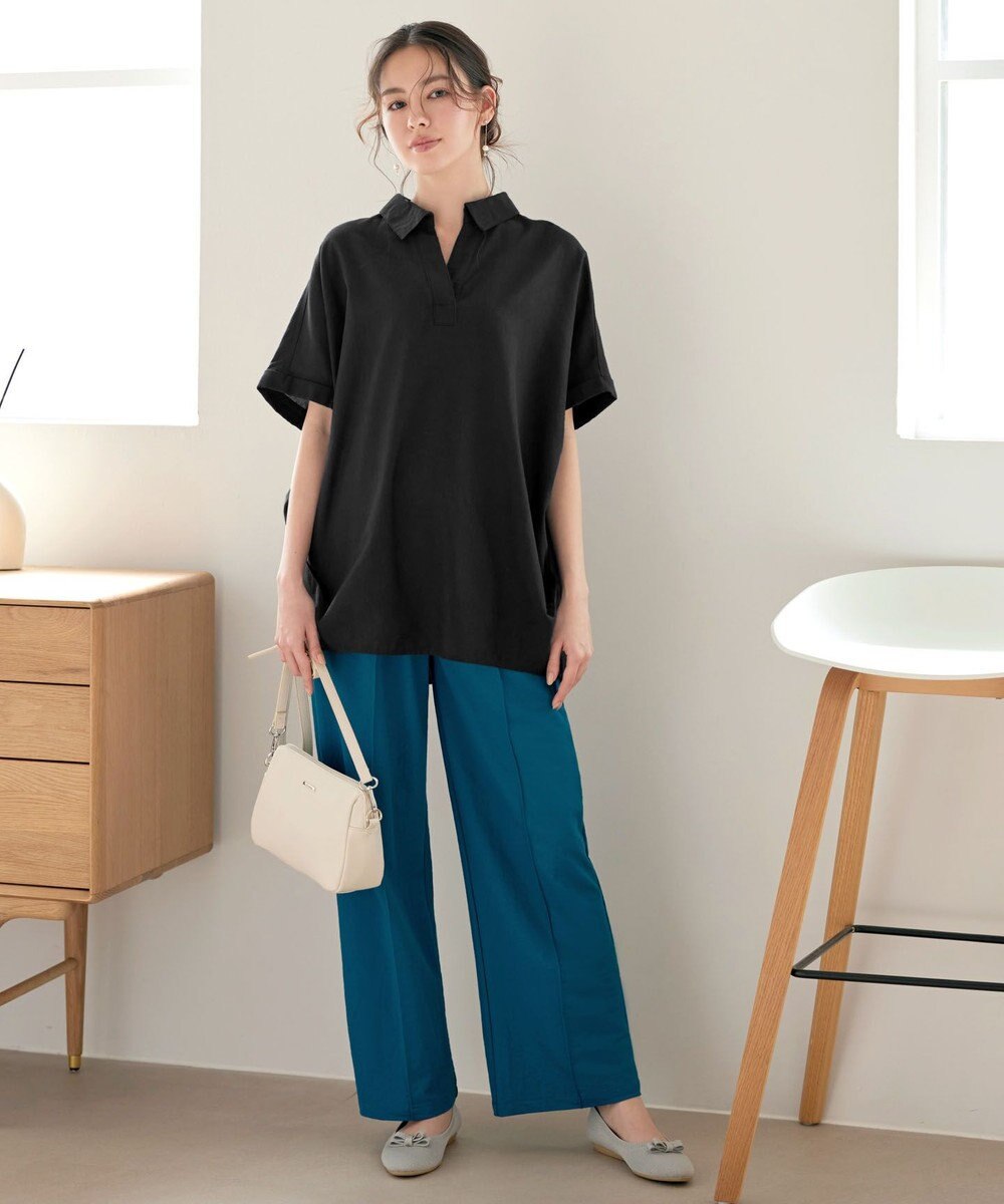 Tiaclasse 【洗える】 リネンミックススキッパーシャツ 