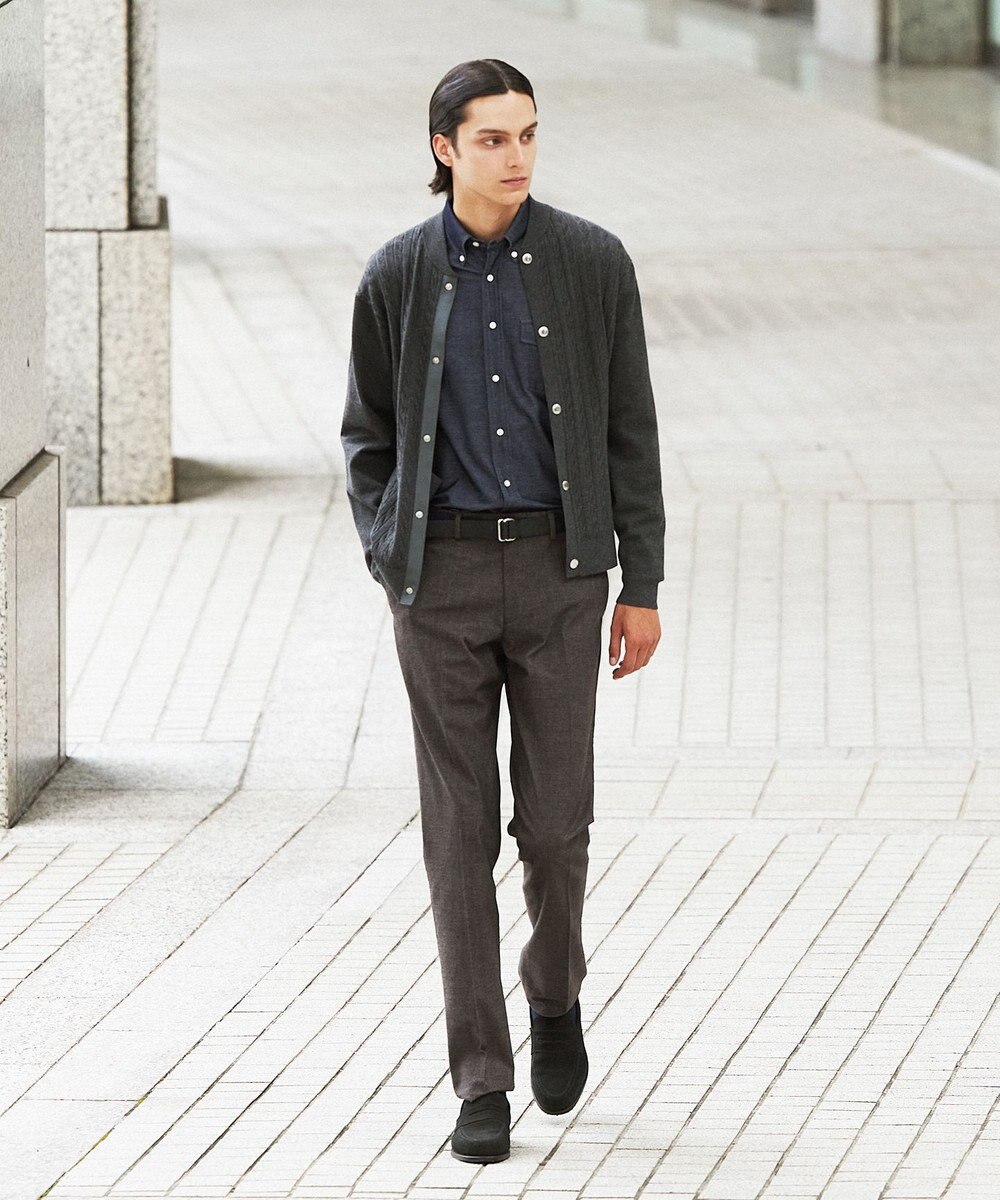 J.PRESS MEN 【ストレッチ性 / イージーケア】【FLEX YARN】ケーブルニットブルゾン型カーディガン 