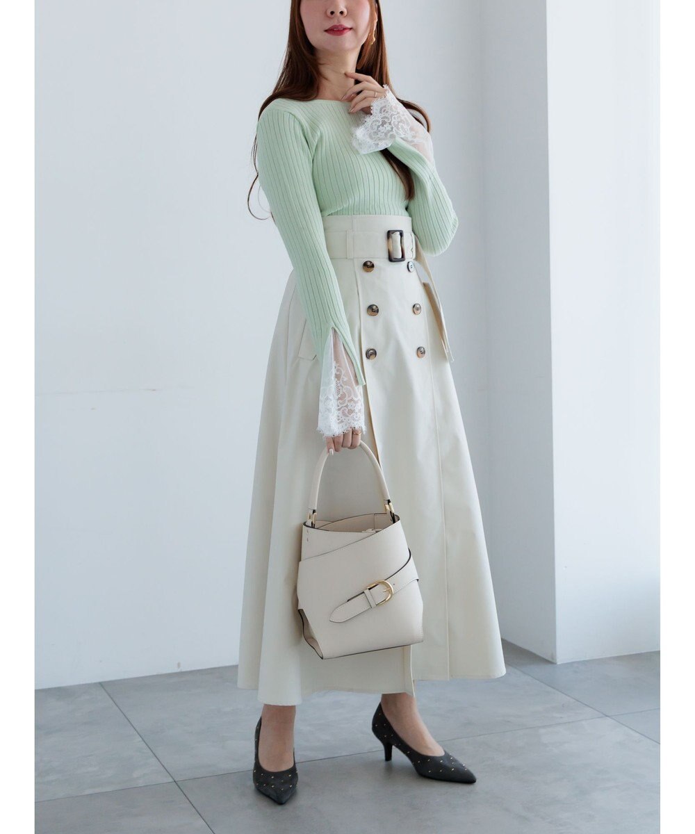 Te chichi レースカフスリブニット 