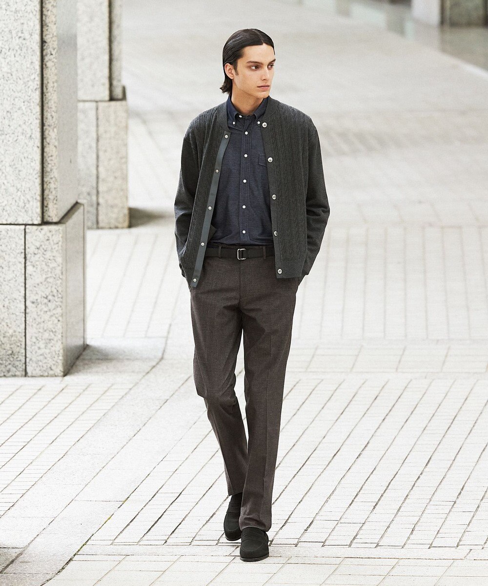 J.PRESS MEN 【ストレッチ性 / イージーケア】【FLEX YARN】ケーブルニットブルゾン型カーディガン 