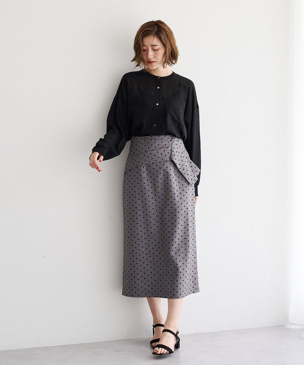 YECCA VECCA ドライタッチシアーバンドカラーシャツ 
