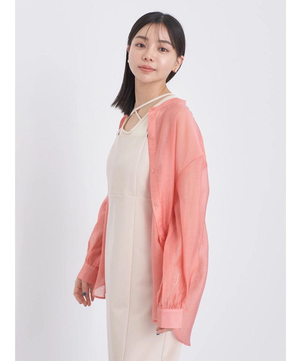 earth music&ecology シアーバンドカラーシャツ 