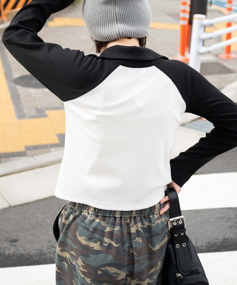 WEGO ダブルジップワッペンロゴラグランロンT 