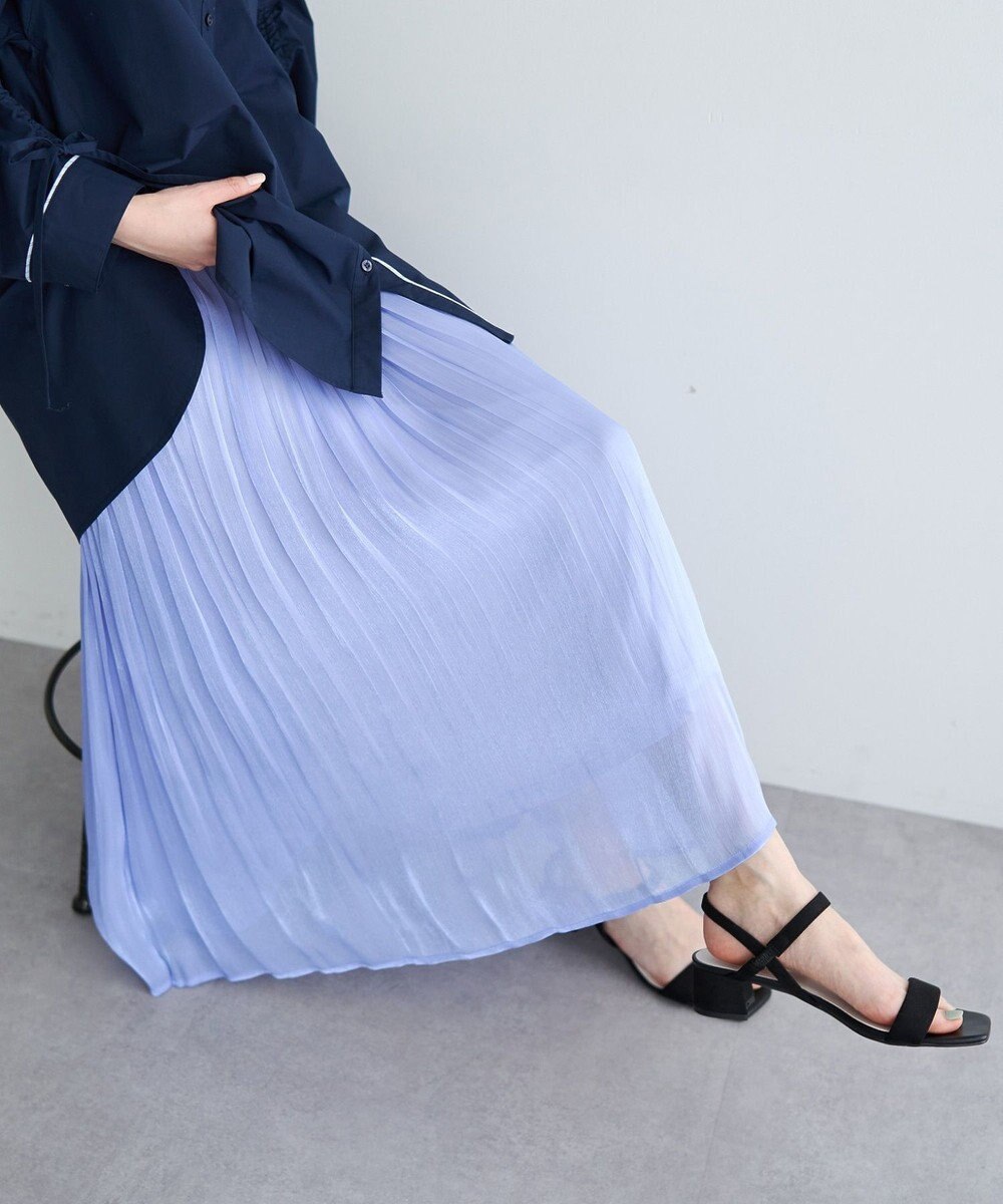 YECCA VECCA シャイニーサテンプリーツスカート 