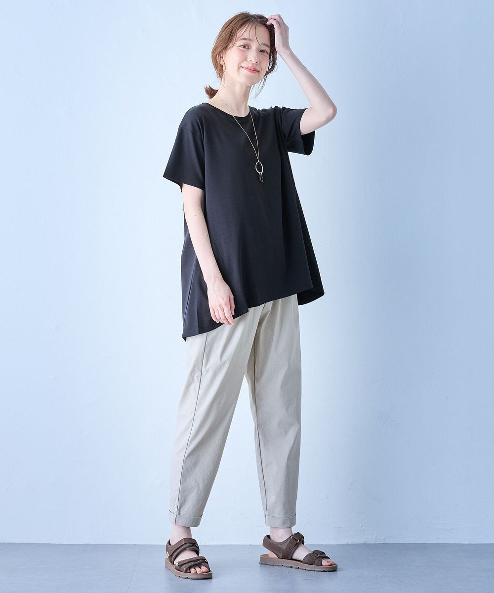 ANY L 【汗ジミ防止加工】シルケットスムースバックギャザーチュニック 