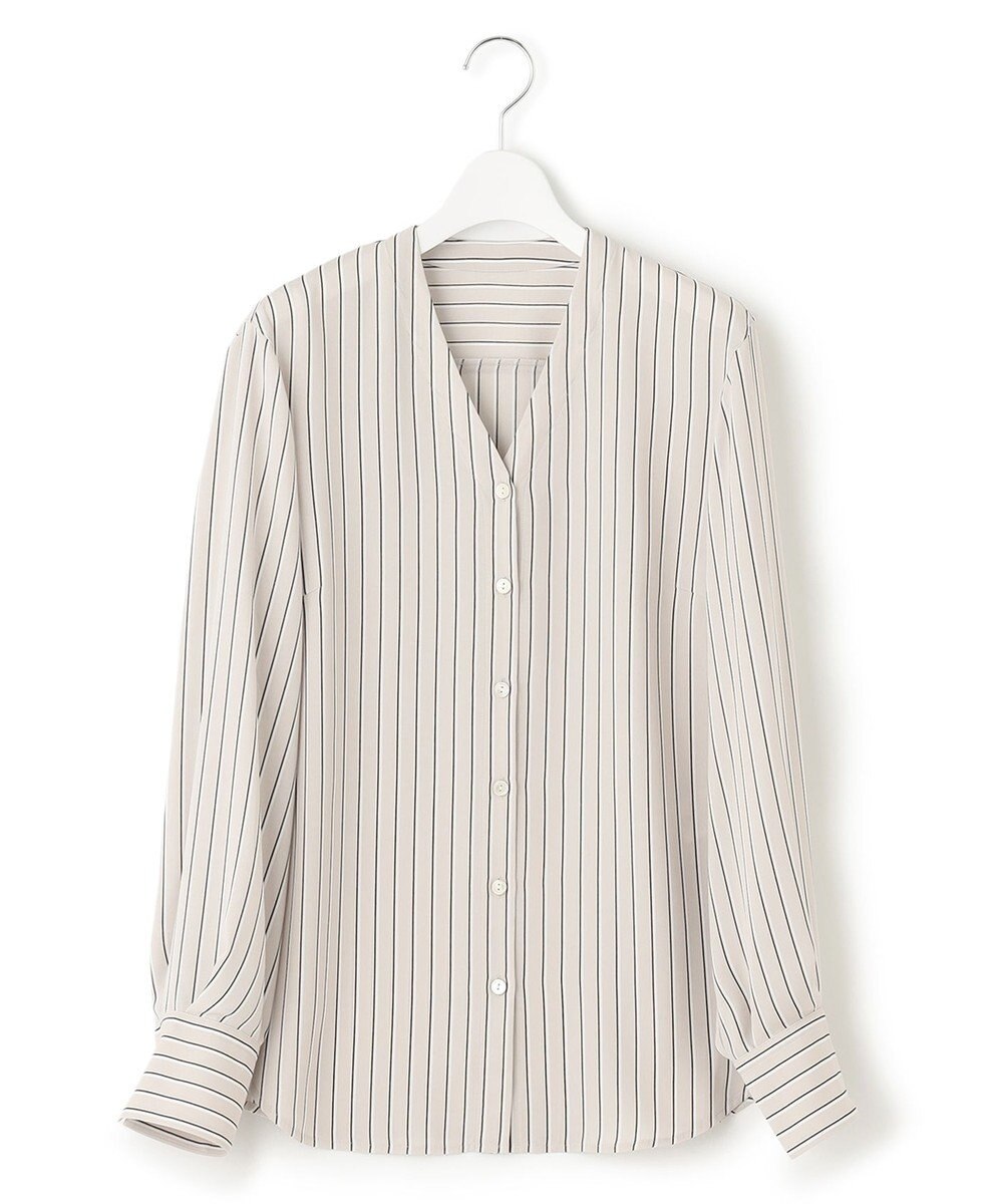 23区 S バックサテンアムンゼン ストライプ プリント ブラウス 