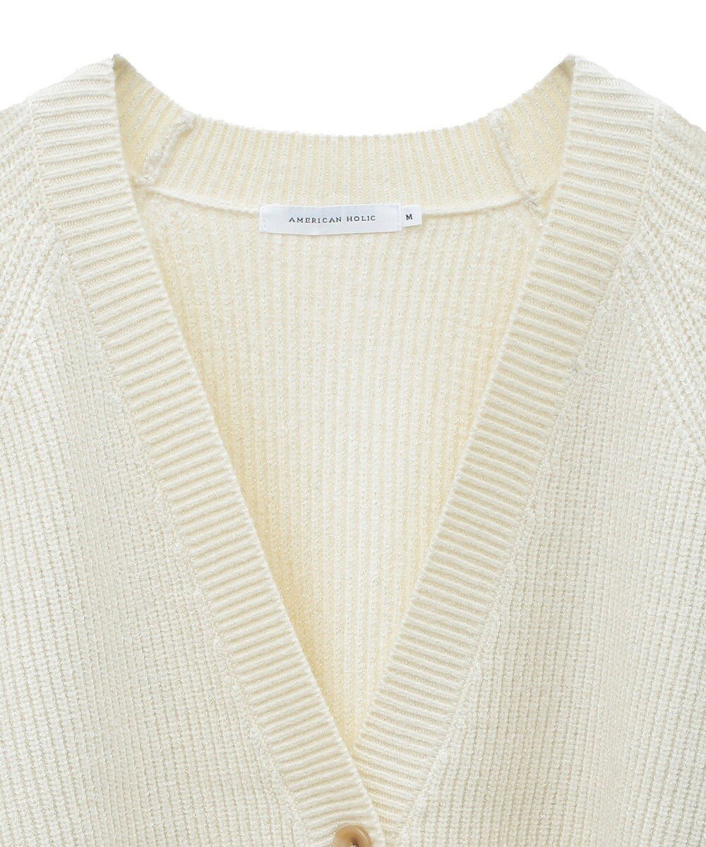 AMERICAN HOLIC バイパチラメ入りＶネック片畦ニットカーディガ 