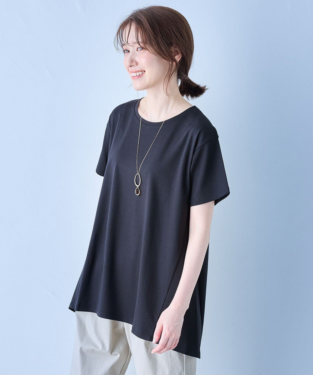 ANY L 【汗ジミ防止加工】シルケットスムースバックギャザーチュニック 