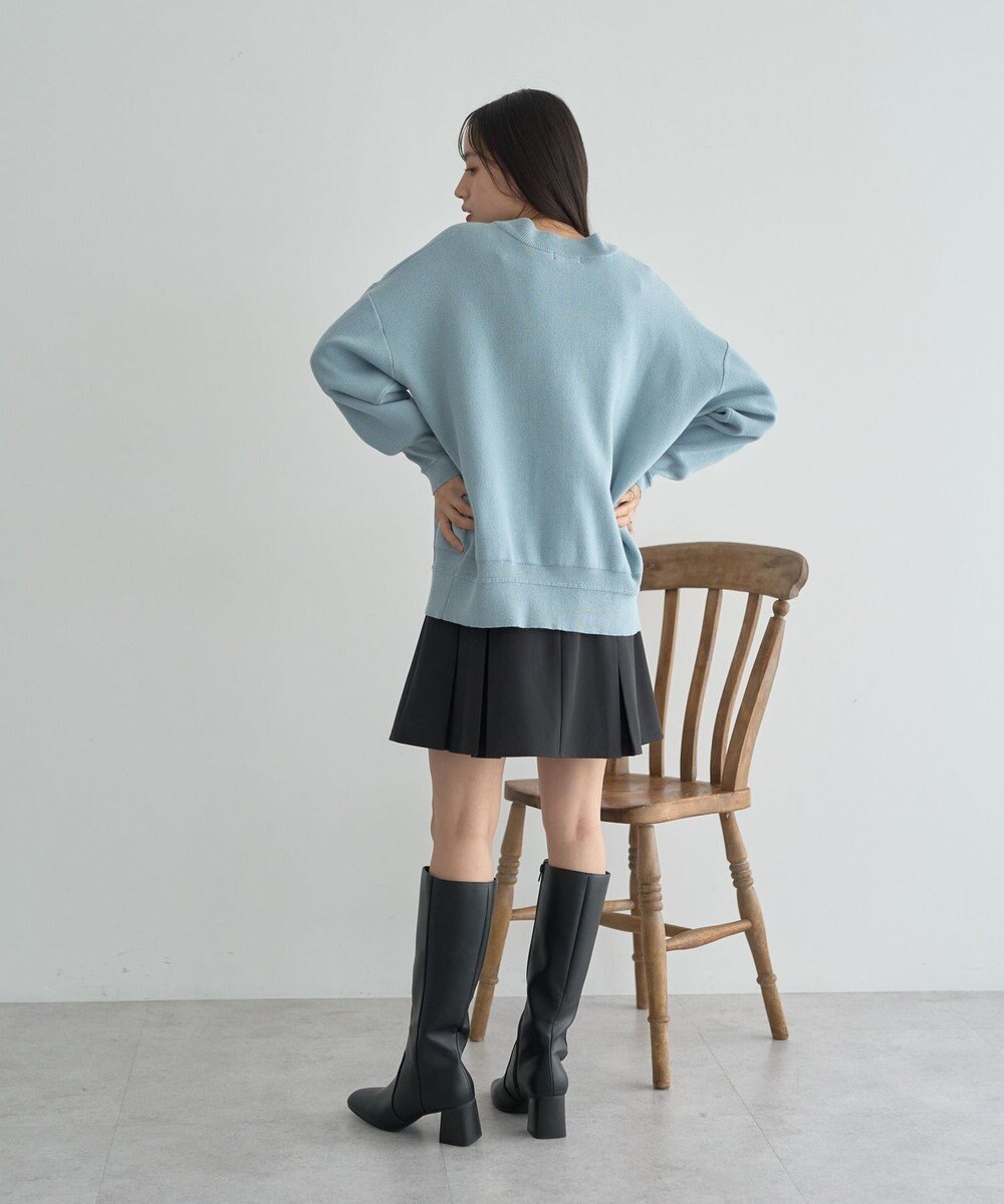 earth music&ecology 【洗濯機洗い可】スウェットライクロゴニットプルオーバー 