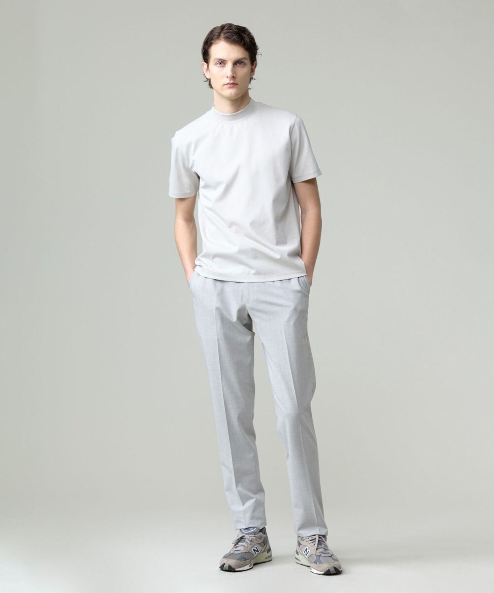 J.PRESS MEN シルクのような光沢感の上品Tシャツ【UVカット / 接触冷感 / 吸水速乾】【J.PRESS PREMIUM JERSEY】ポンチモックネック Tシャツ 