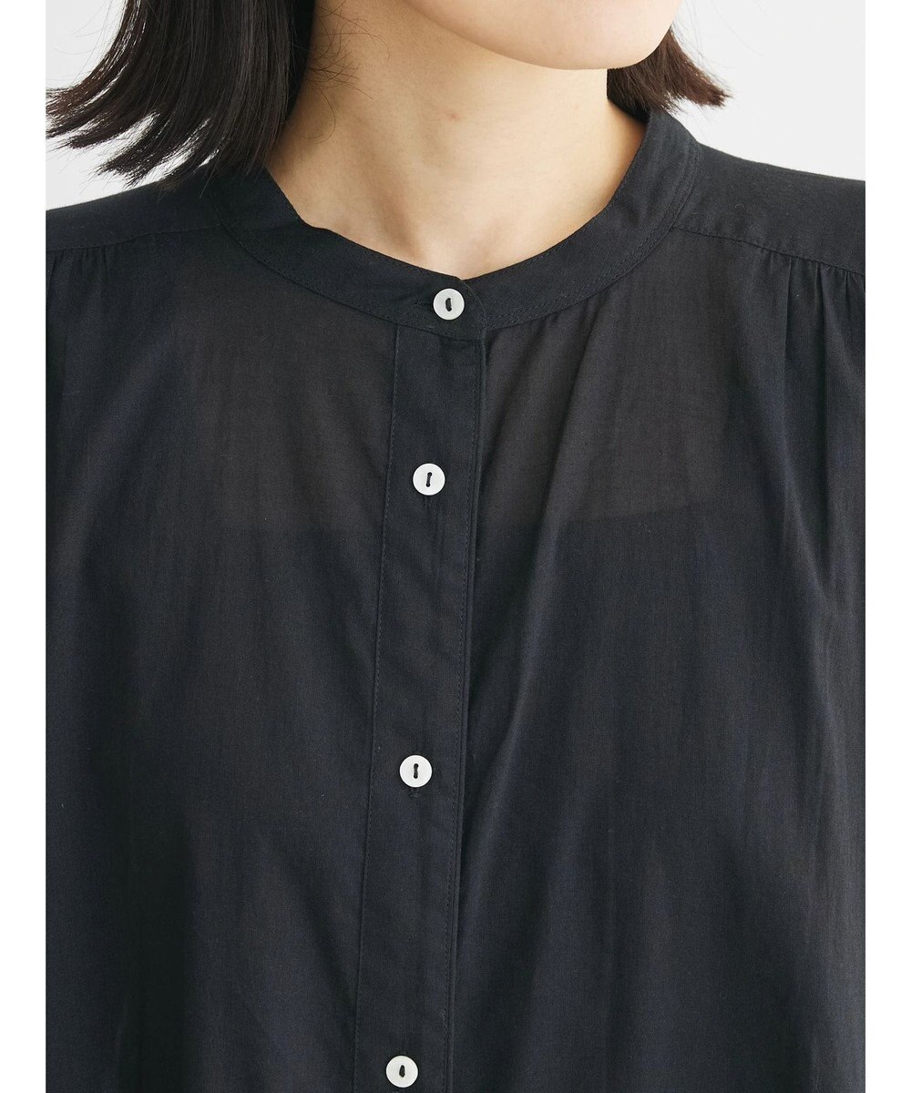 Green Parks インド綿　パイピングバンドカラーシャツチュニック 