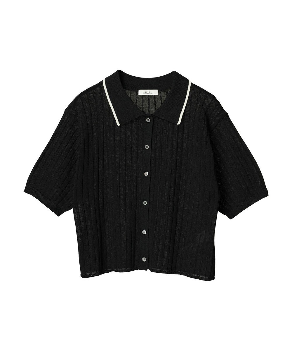 earth music&ecology ラインポロニットカーディガン 