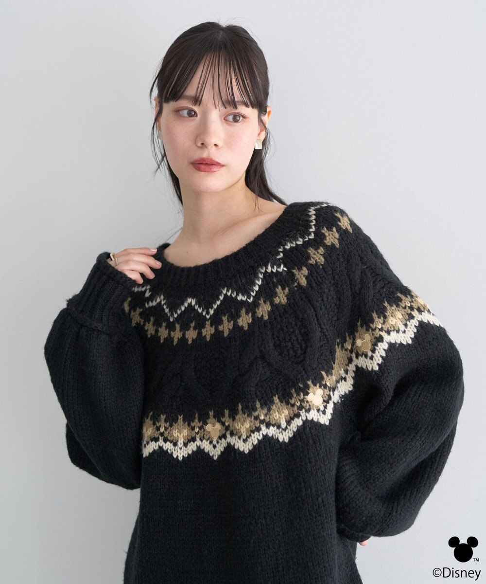 earth music&ecology 【予約】Disney/ミッキー刺繍ノルディックニットチュニック 