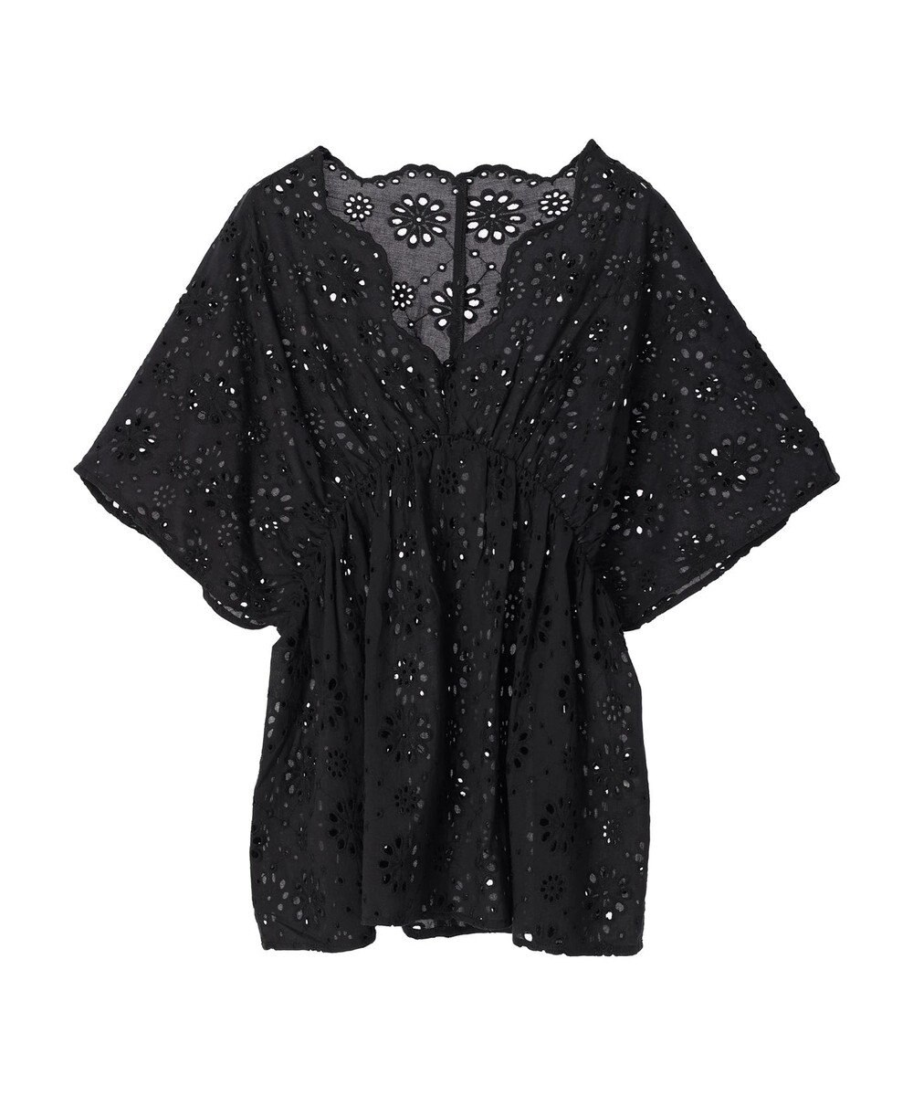 earth music&ecology コットンレースＶネックブラウス 