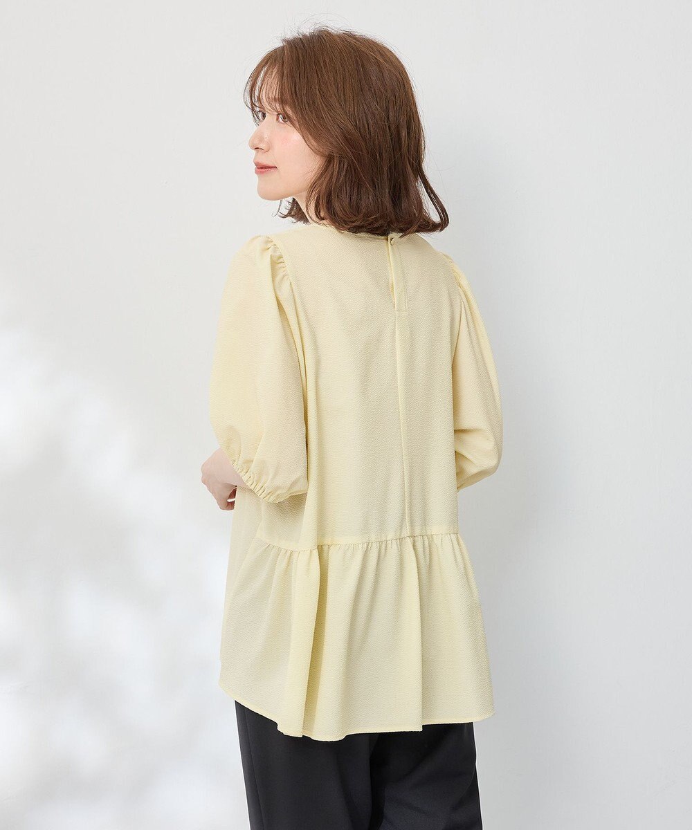 ANY サッカーギャザーバックペプラムブラウス 