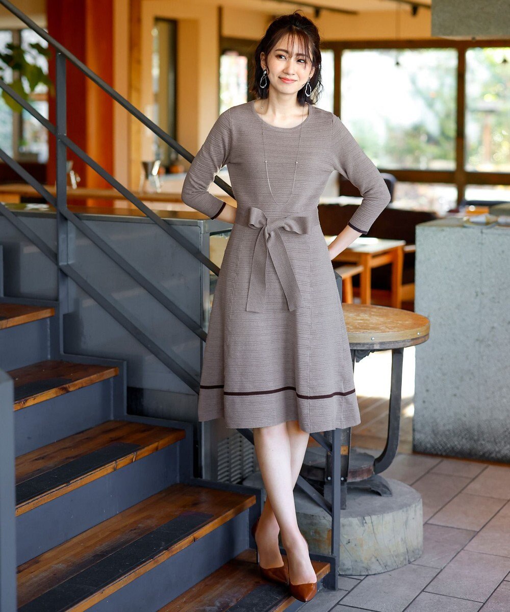 Tiaclasse L 【洗える】リップル編みニットワンピース 