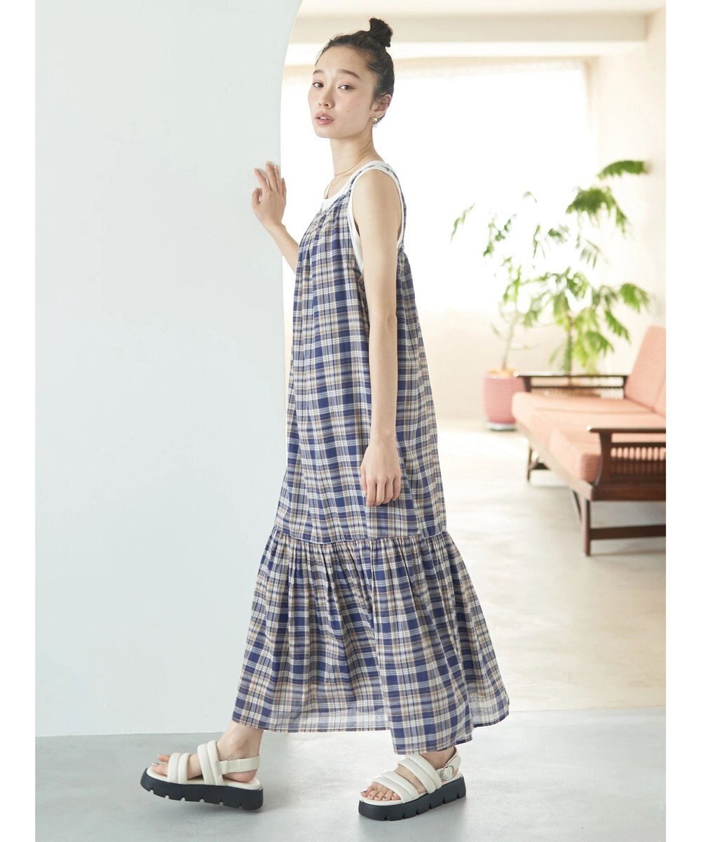 earth music&ecology マドラスチェックキャミワンピース 