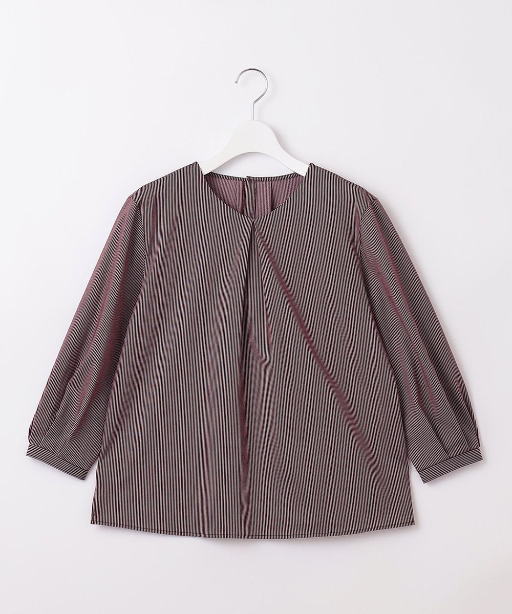 J.PRESS LADIES ストライプジャカード Vネック カットソー 