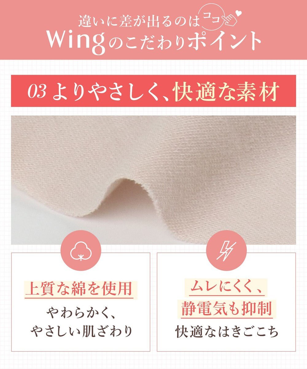 Wing ショーツ やさしい肌あたり ズレ上がりにくい しめつけにくい 【綿の贅沢 フラットショーツ】 はきこみ丈ふかめ 3Lまで対応 大きいサイズ EC3100 ウイング／ワコール 