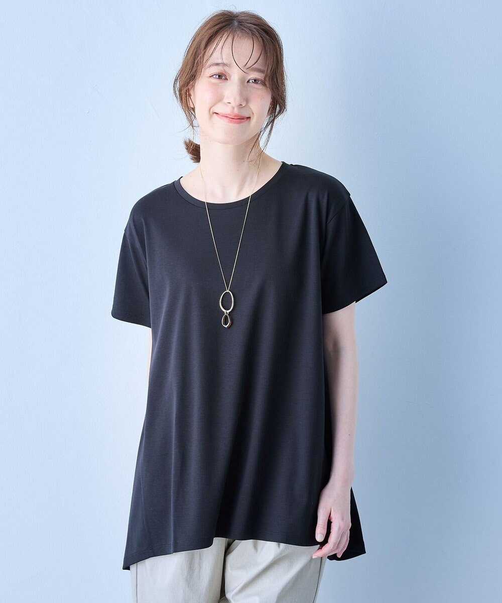 ANY L 【汗ジミ防止加工】シルケットスムースバックギャザーチュニック 