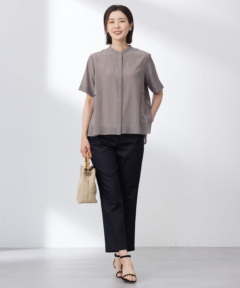 J.PRESS LADIES 【WEB限定・洗える】シャンブレーサテン テーパード パンツ 