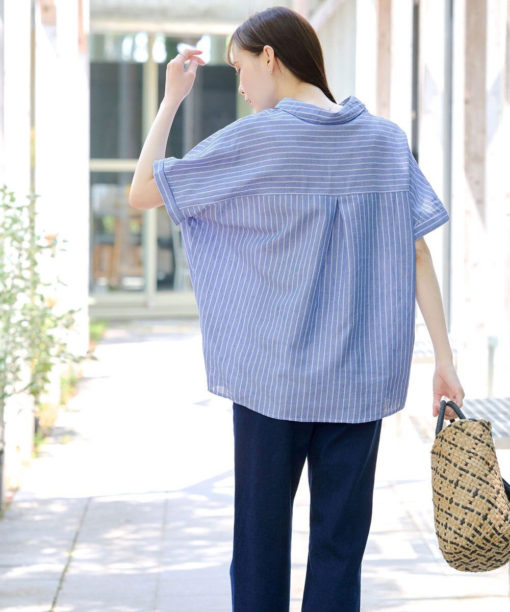 Tiaclasse 【洗える】 リネンミックススキッパーシャツ 