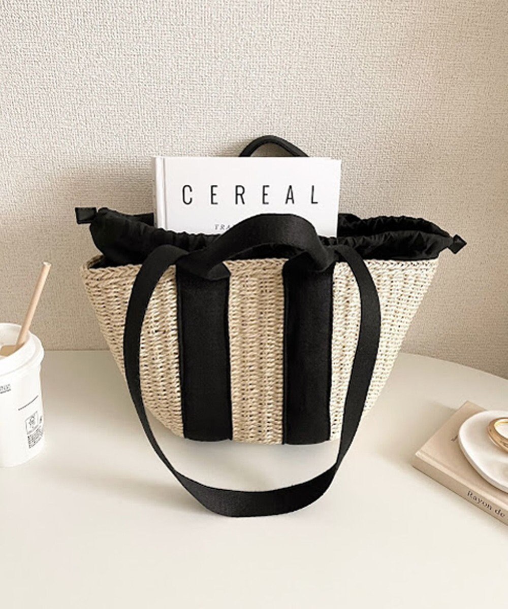 LA BAGAGERIE 【maison vert】 【ペーパー素材・多収納】ダブルハンドルかごバッグ 