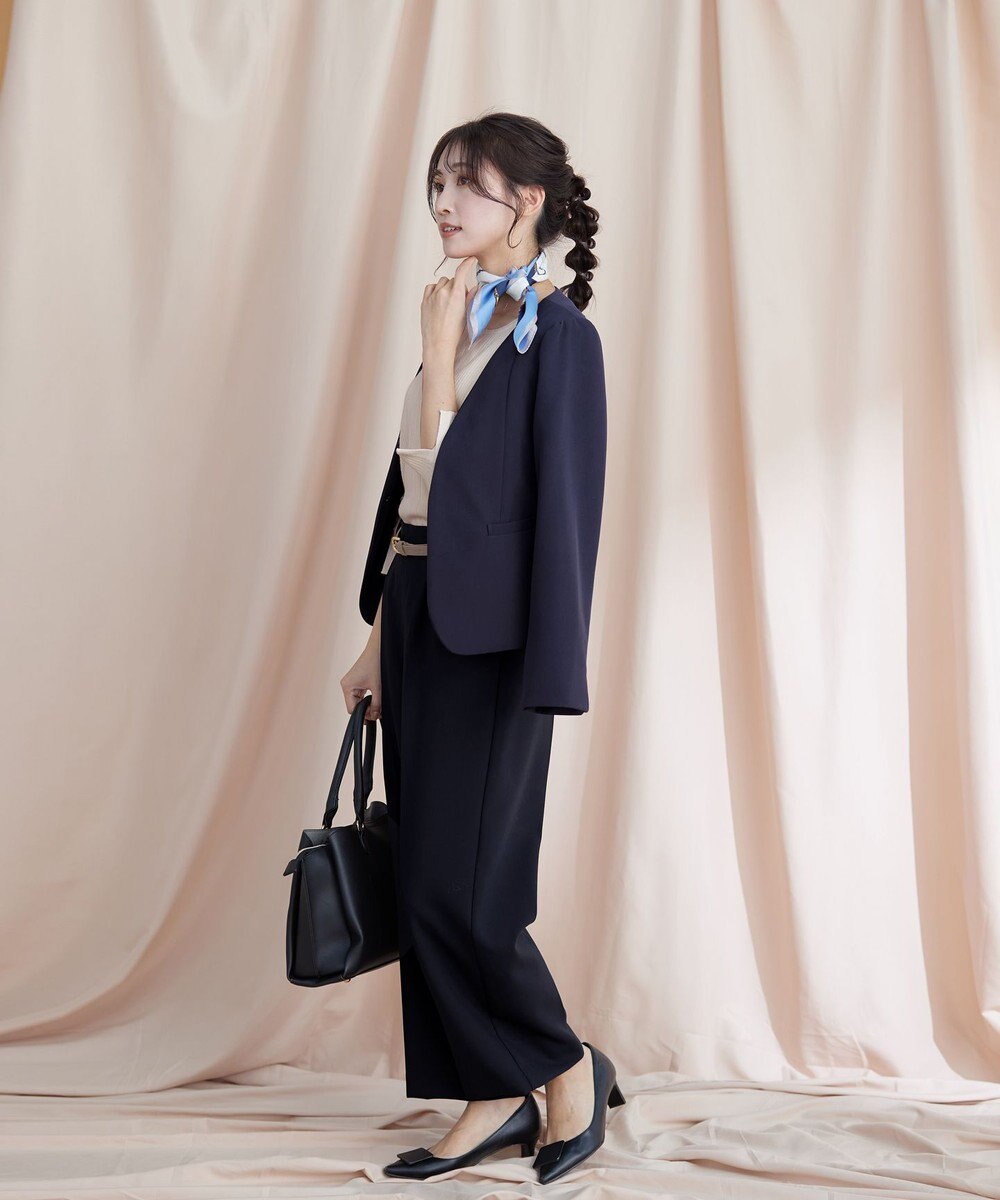 Tiaclasse 【洗える】スクエアネックリブ編みニットトップス 