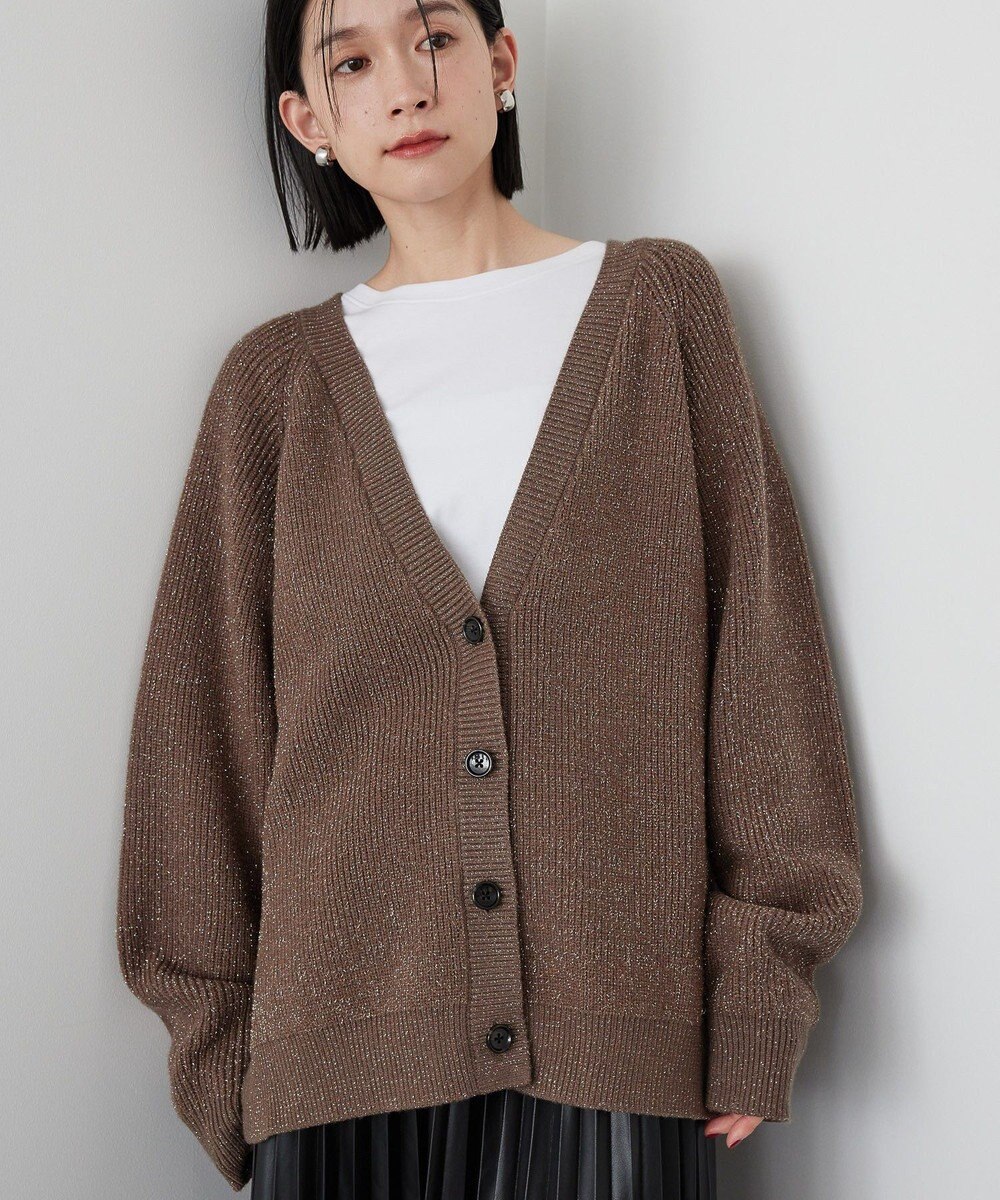 AMERICAN HOLIC バイパチラメ入りＶネック片畦ニットカーディガ 