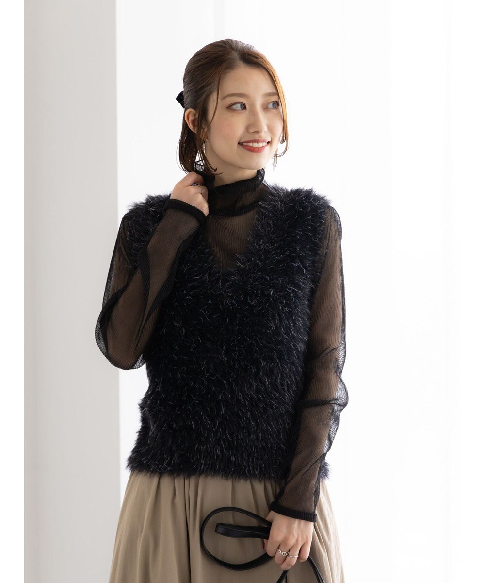 Te chichi シャギーヤーンVネックベスト 