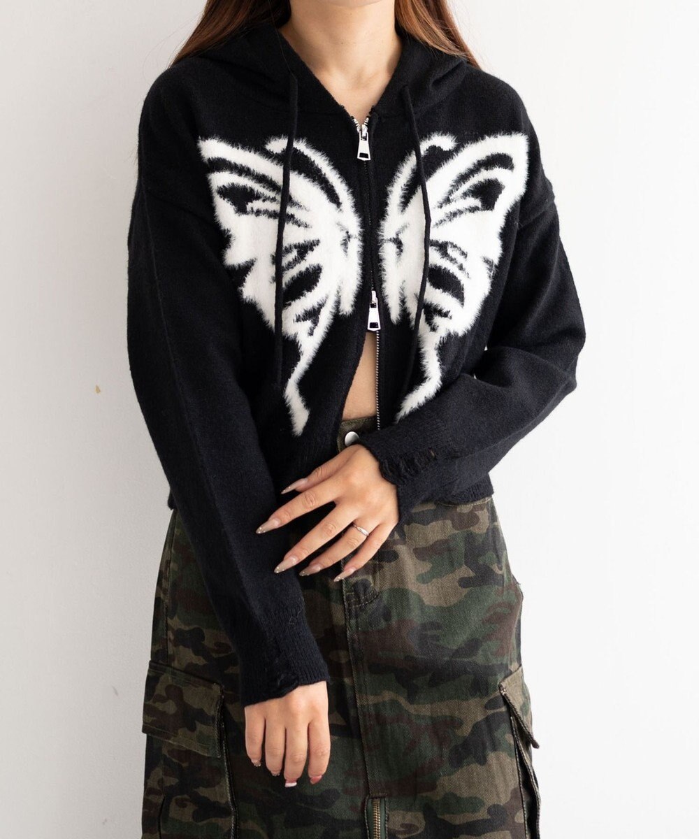 WEGO バタフライWジップシャギーパーカー 