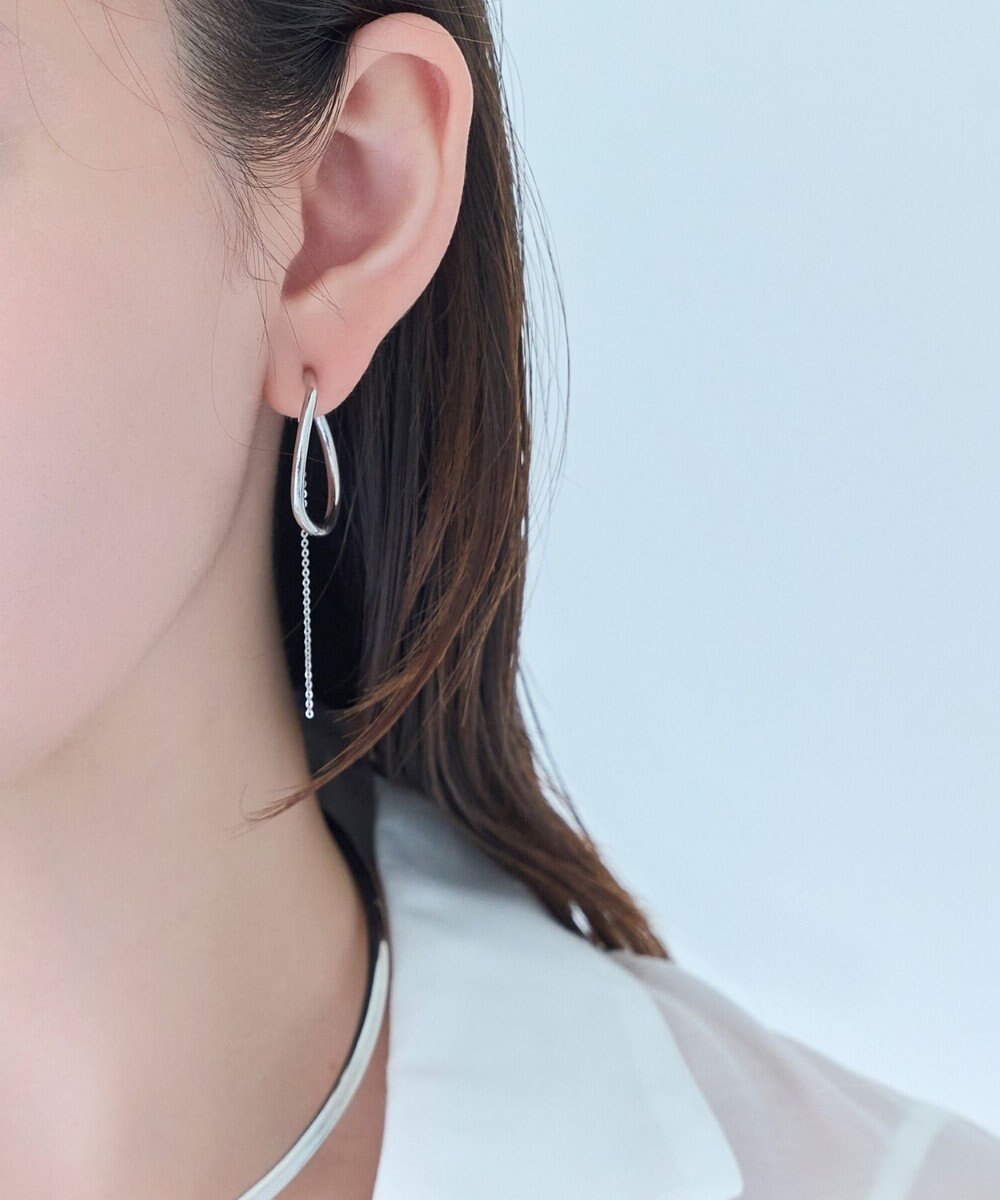 Phoebe 【金属アレルギー対応】2wayウェーブラインフープイヤリング　シルバー/ニッケルフリー 