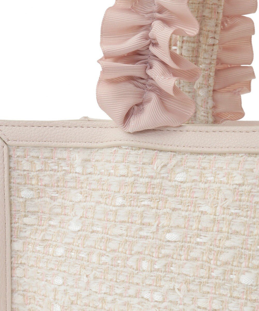 Maison de FLEUR LINTONツイードスクエアフリルトートバッグ 
