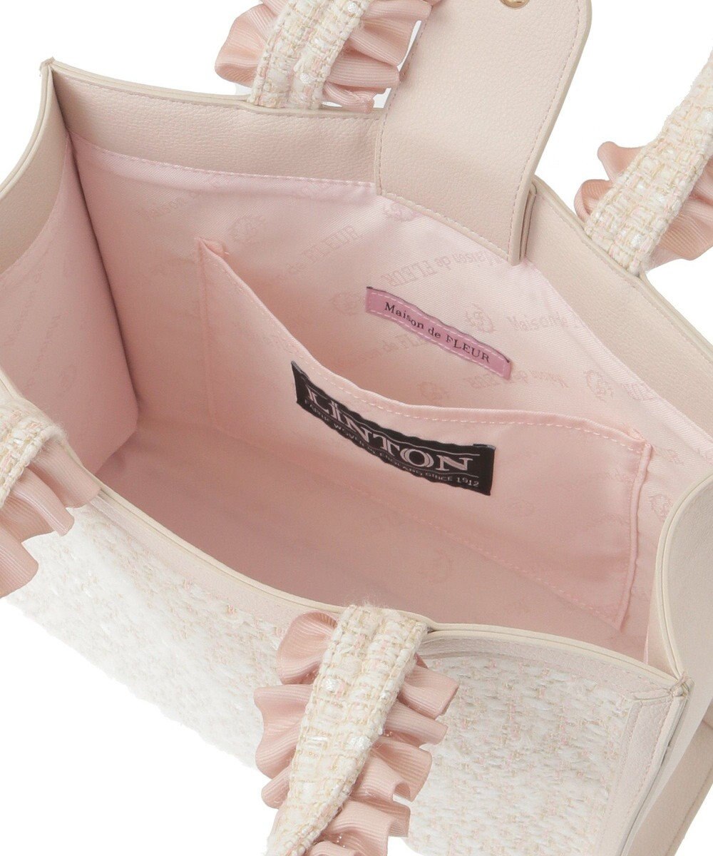 Maison de FLEUR LINTONツイードスクエアフリルトートバッグ 