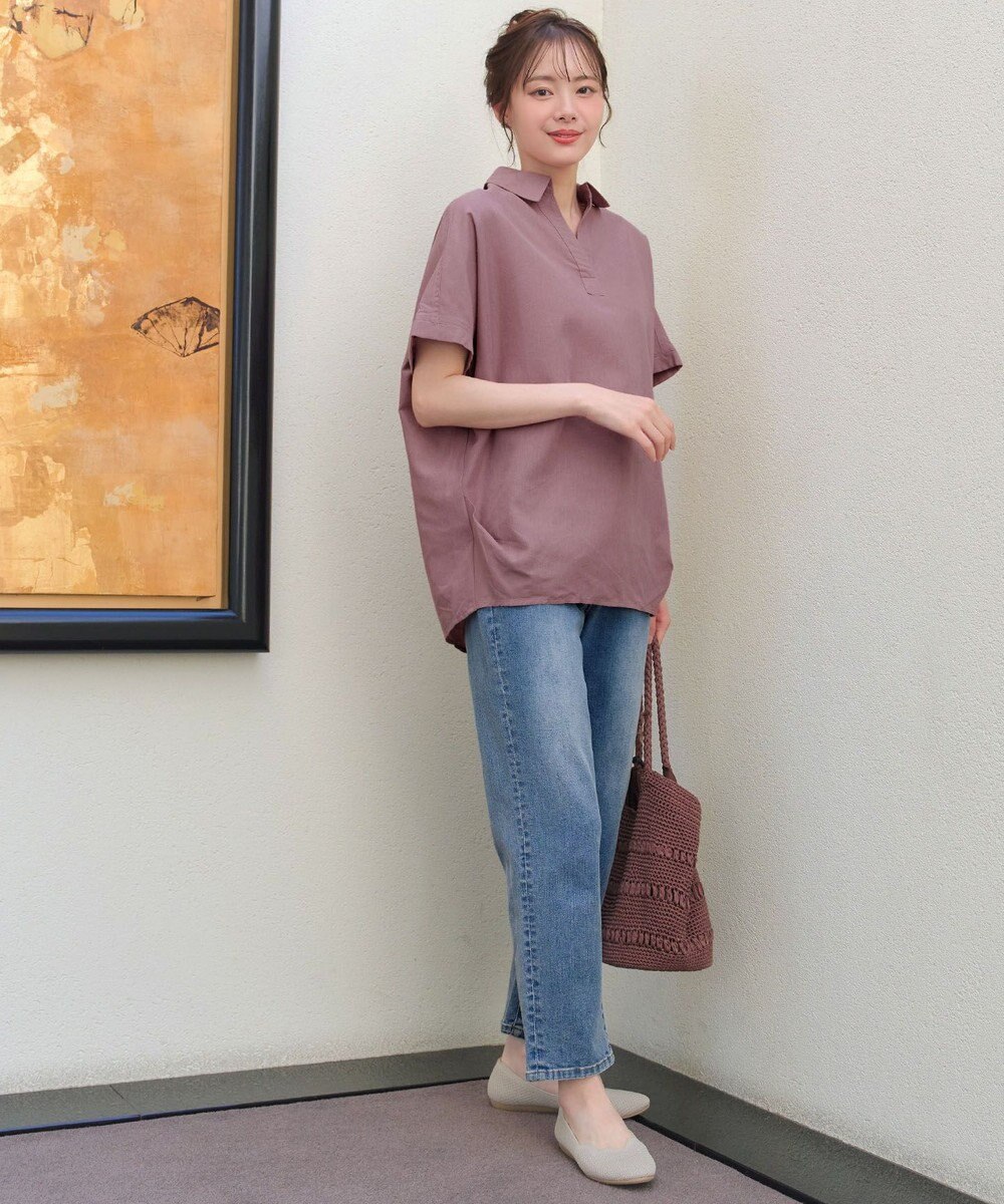 Tiaclasse 【洗える】 リネンミックススキッパーシャツ 