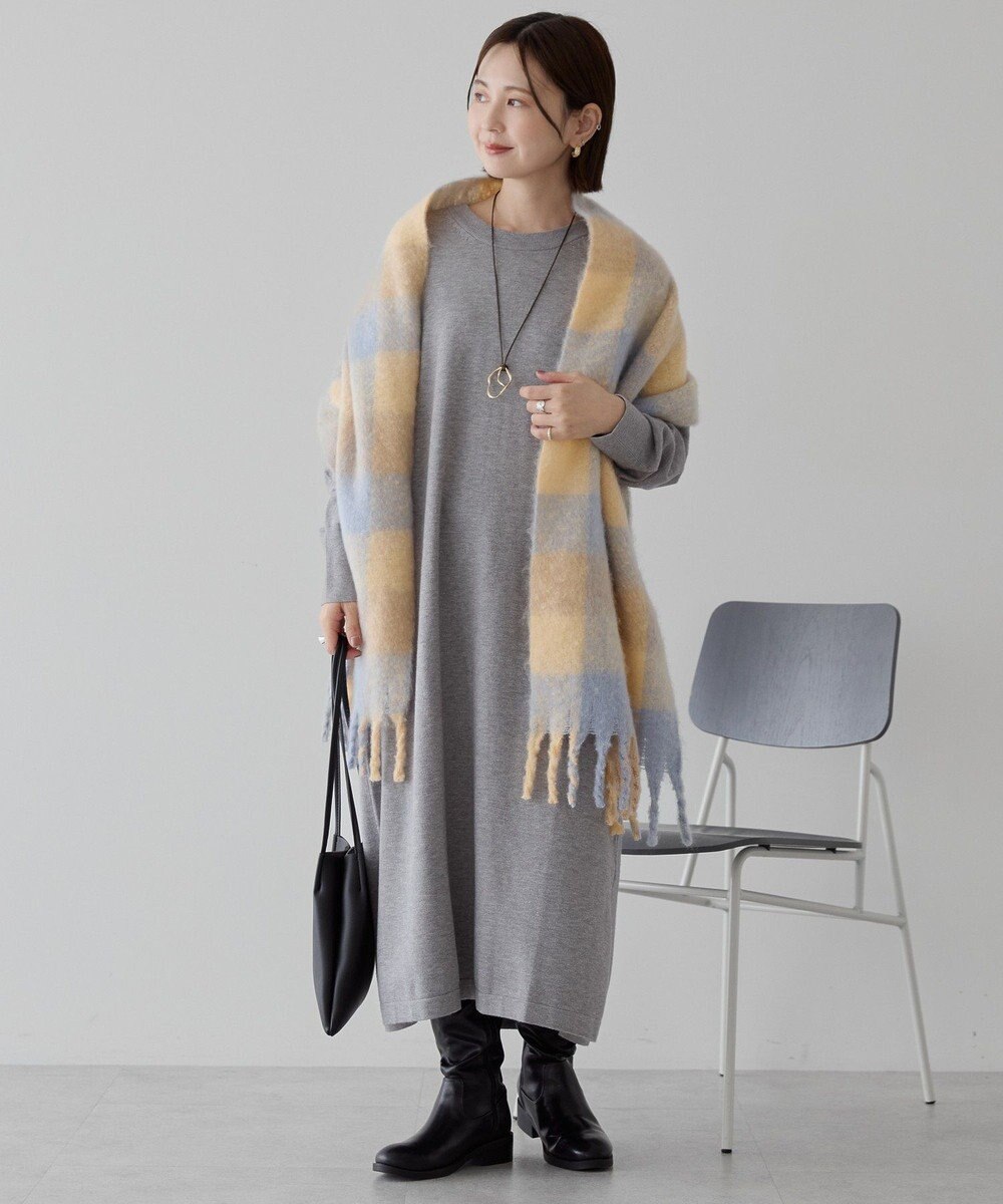 AMERICAN HOLIC 起毛カラーチェックシャギーマフラー 