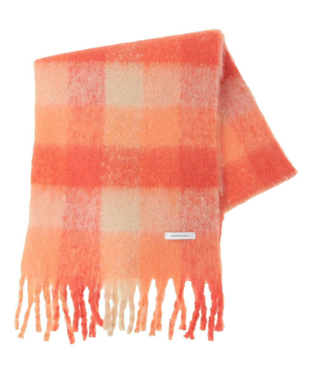 AMERICAN HOLIC 起毛カラーチェックシャギーマフラー 