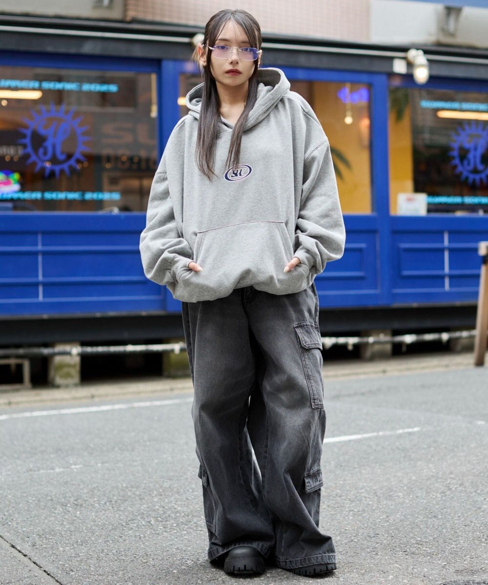 WEGO 【ユニセックス着用ITEM/裏起毛】バルーンクロップドグラフィックプルパーカー 