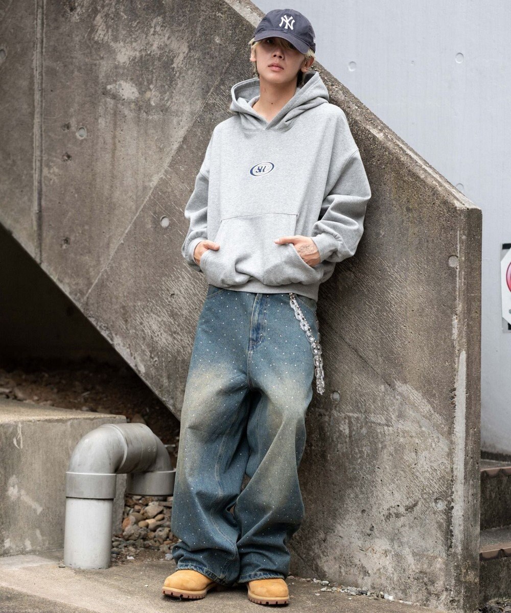 WEGO 【ユニセックス着用ITEM/裏起毛】バルーンクロップドグラフィックプルパーカー 