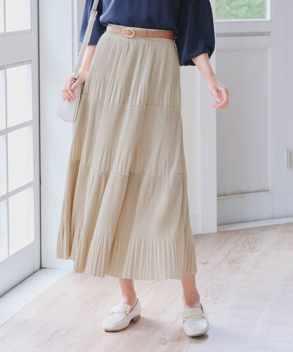 Tiaclasse 【洗える】ベロアプリーツスカート 