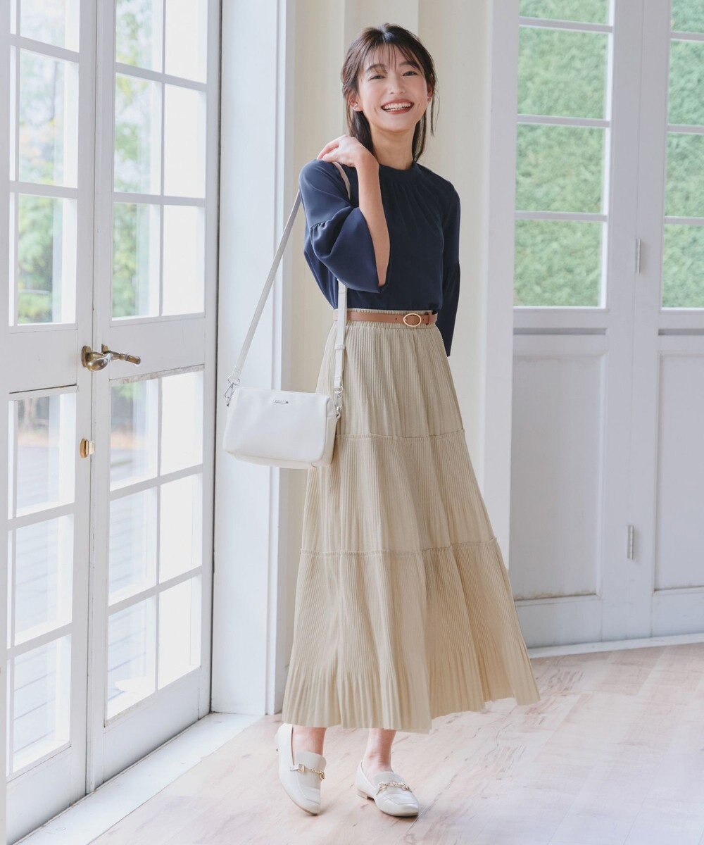 Tiaclasse 【洗える】ベロアプリーツスカート 