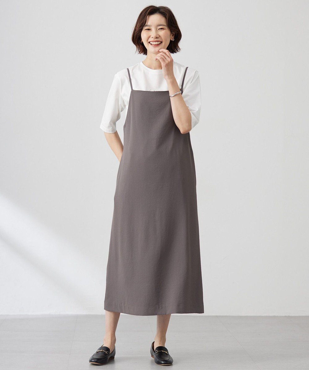 J.PRESS LADIES 【洗える】バックサテンジョーゼット キャミワンピース 