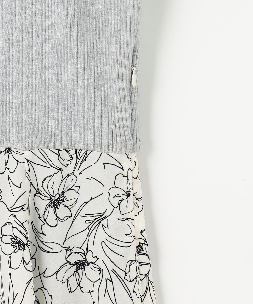 ANY SIS L 【洗える】フラワープリントドッキング ワンピース 