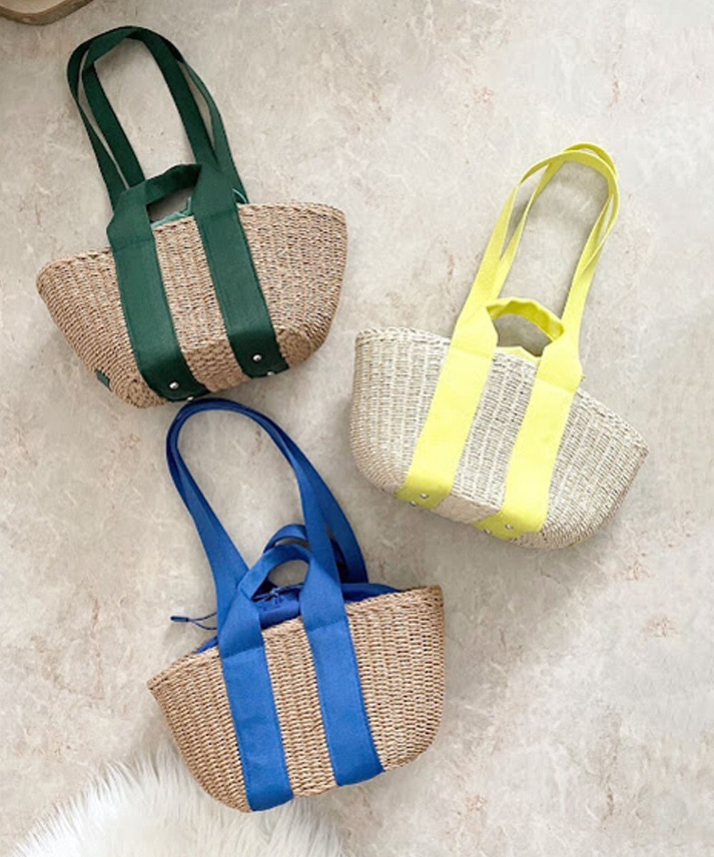 LA BAGAGERIE 【maison vert】 【ペーパー素材・多収納】ダブルハンドルかごバッグ 