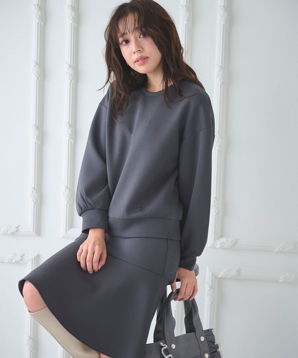 Feroux 【洗える・セットアイテム】バックリボンダンボール セットアップ 