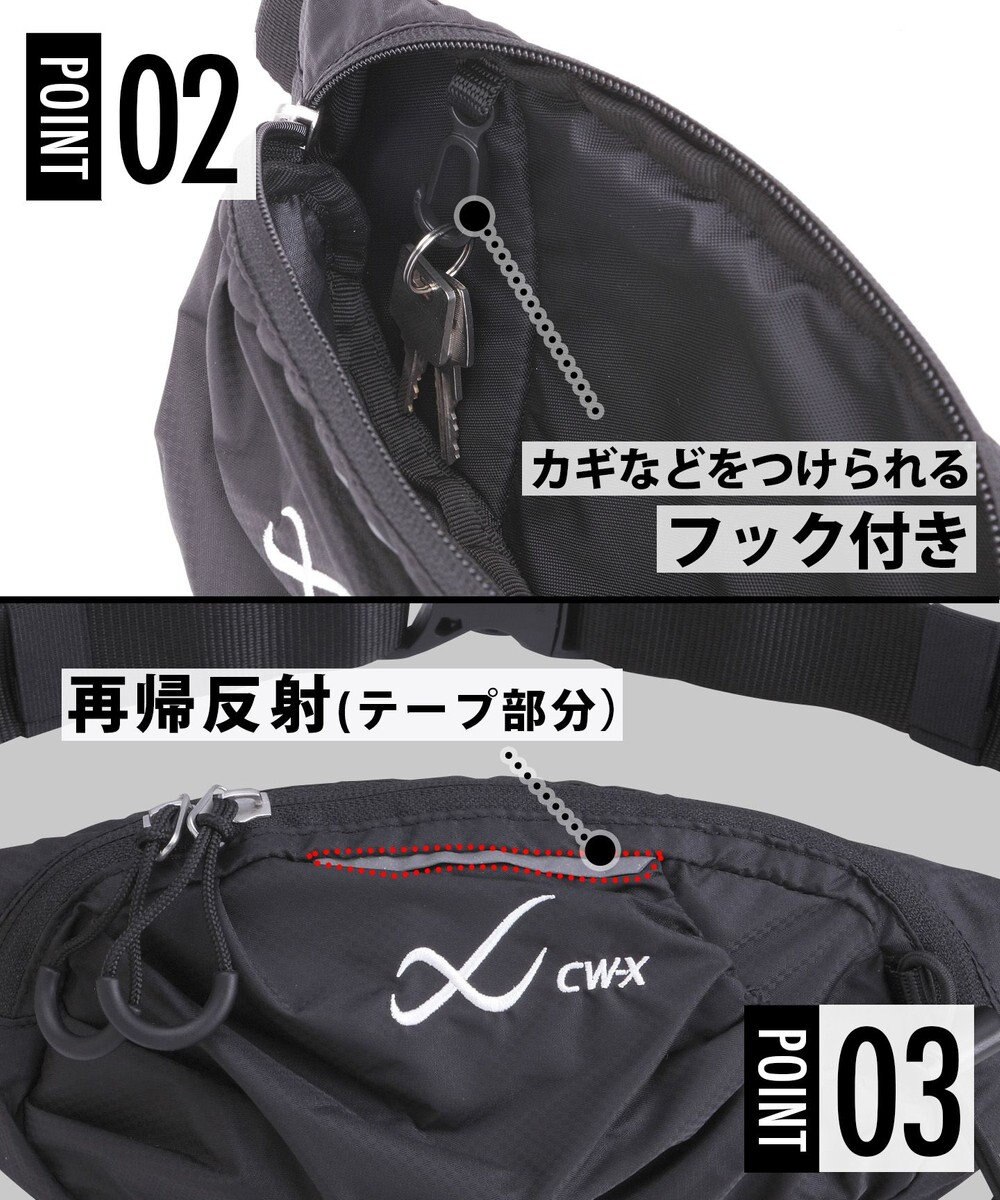 CW-X 【UNISEX】 CW-X ウエストポーチ ボトルイン可能 コンプレッションコード付き ユニセックス HYR010 /ワコール 